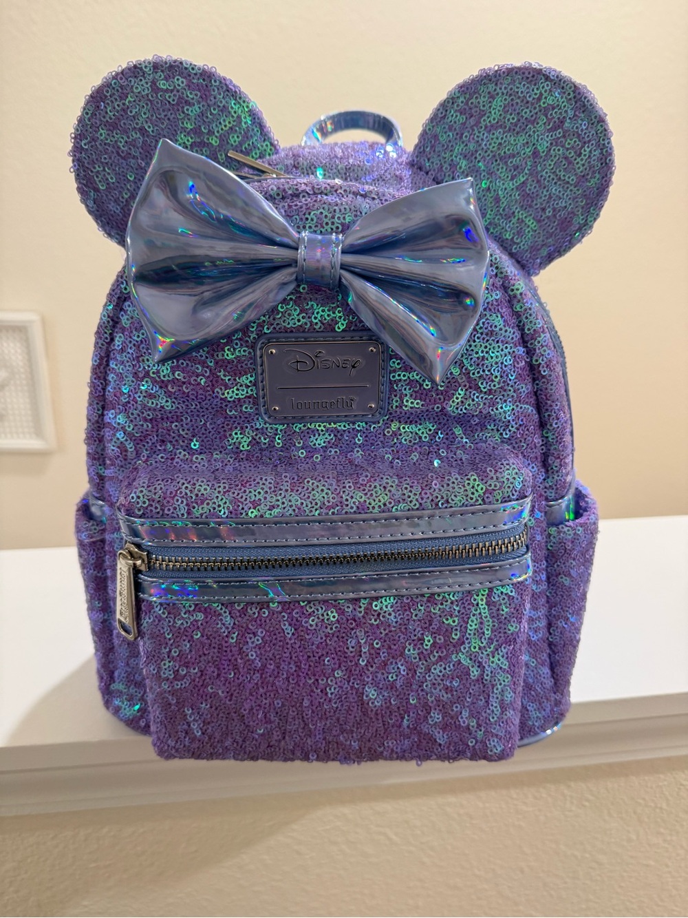 Loungefly Disney Mini Backpack Celebration Iridescent Purple Sequin